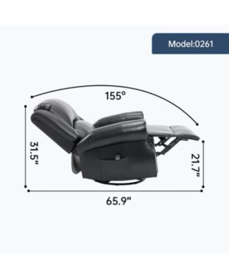 Streamdale Heat Massage Rocker Recliner Chair, Swivel Fabric, Black
