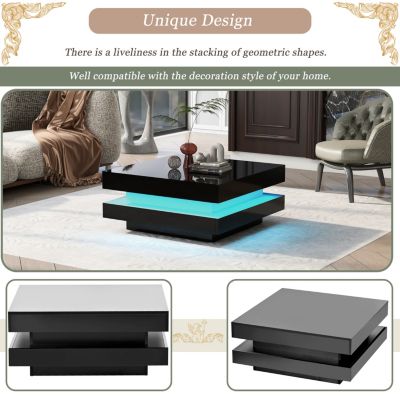  Glossy Square LED Coffee Table (16 Colors)