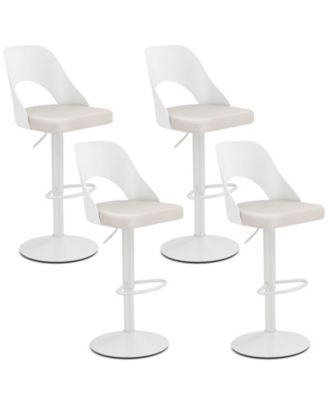 Bar Stools Set of 4 w/Enlarged PU Leather Seat Footrest Swivel Bar Chairs