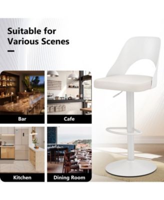 Bar Stools Set of 4 w/Enlarged PU Leather Seat Footrest Swivel Bar Chairs