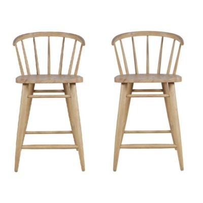 Fitz Traditional Solid Wood Curved Back Spindle Counter Stool (Set of 2)