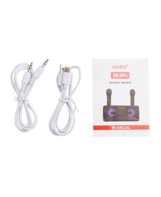 Portable Karaoke Speaker System with 2 Wireless Mics, 20W HiFi Sound, Bluetooth & AUX for Parties and Camping