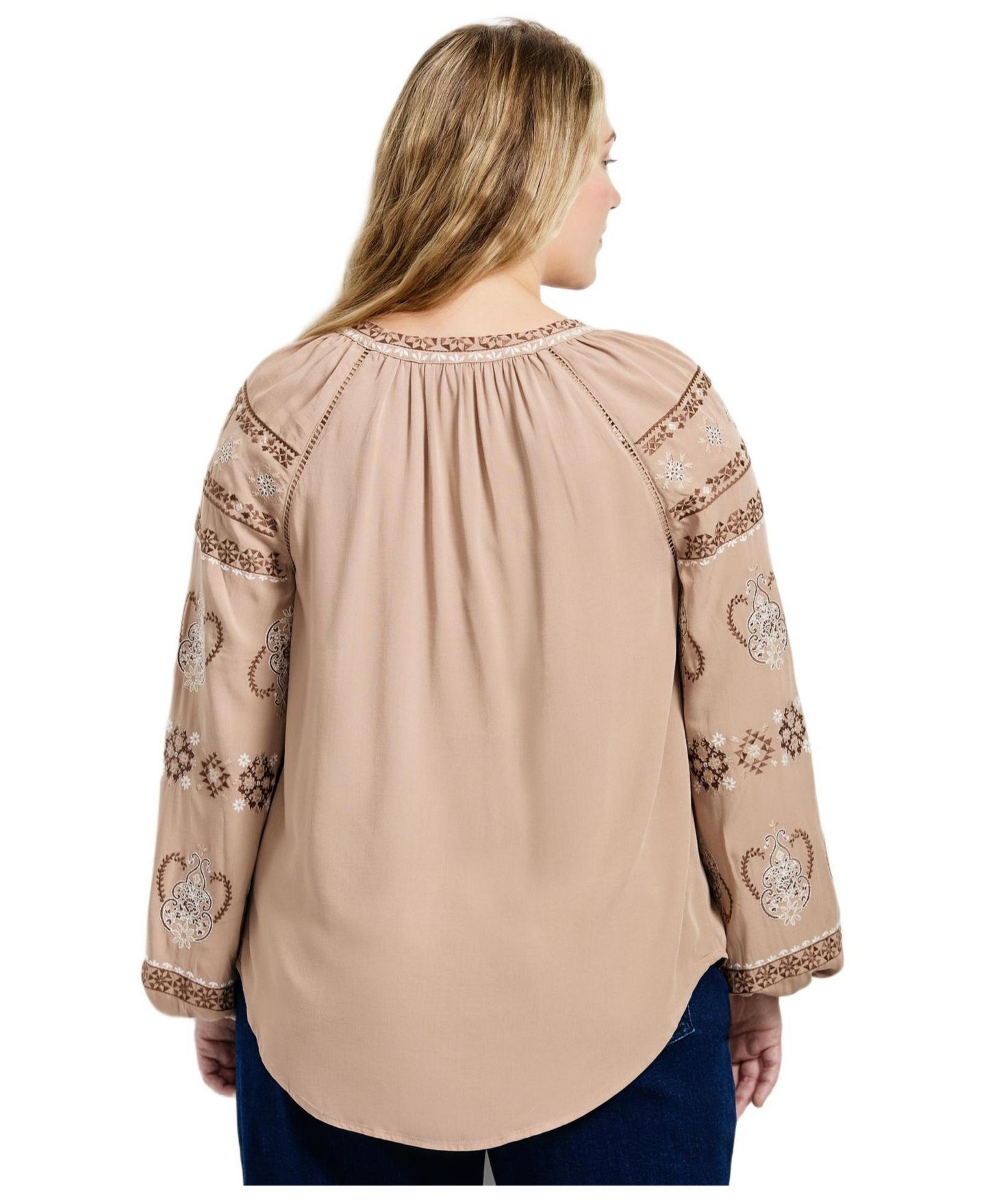 Женская блузка Avenue Plus Size Angelina Embroidered, цвет: Chai — фото 2