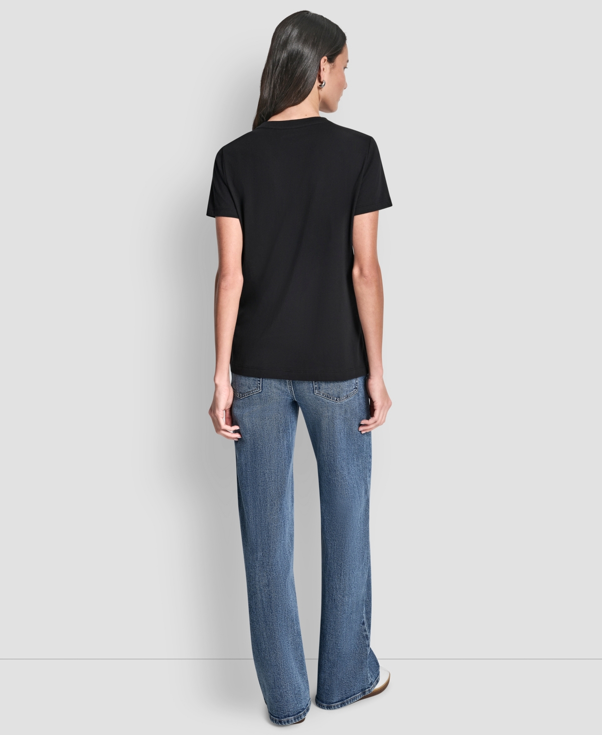 Dkny Jeans Women's Double Foil Horizontal Outline Stud Logo T-Shirt