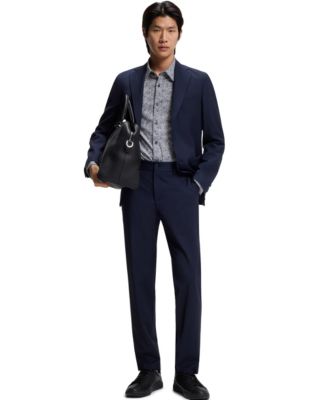 Men's Printed Cotton Blend Slim-Fit Dress Shirt