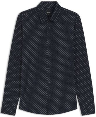 Men's Printed Cotton Blend Slim-Fit Dress Shirt