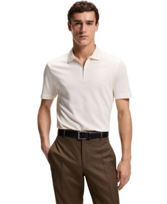 Men's Cotton Silk Zip-Neck Polo Shirt