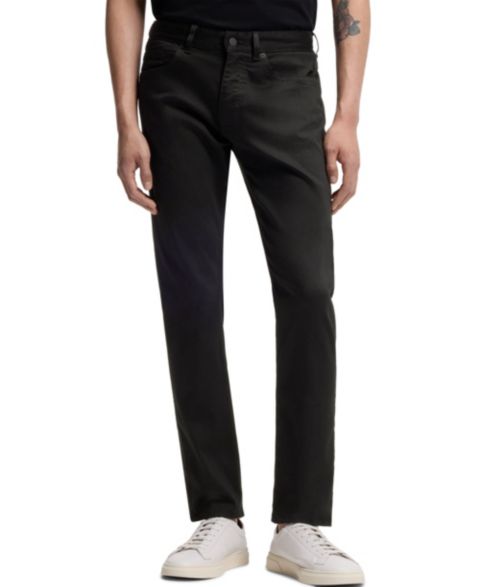Мужские брюки Hugo Boss Fade-Resistant Twill Slim-Fit, цвет: Чёрный