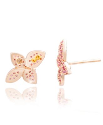 Suzy Levian Sterling Silver Sapphire Flower Earrings