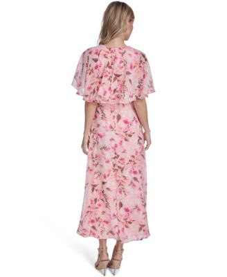 Women's Short-Sleeve Smocked Printed Dress