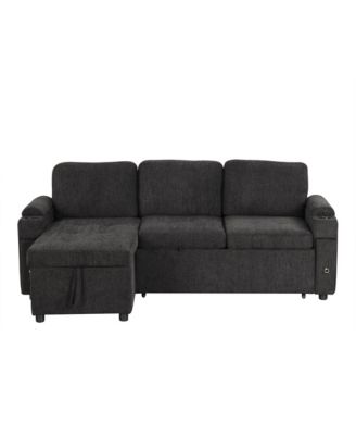 Streamdale 83.5" L-Shaped Sofa Bed with Storage, Cup Holders & USB