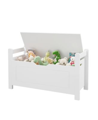 Kids Toy Organizer Chest White Wood Storage Trunk