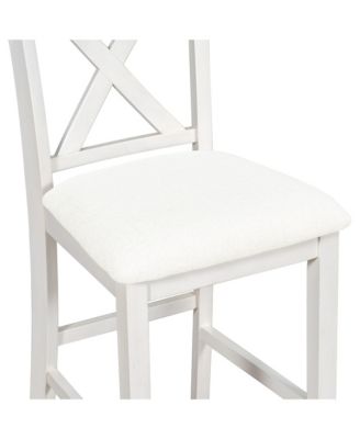 Streamdale 5 Pieces Counter Height Rustic Farmhouse Dining Room Wooden Bar Table Set with 2 stools and 2 Chairs, White