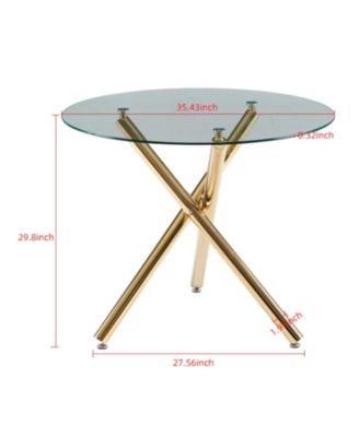 Streamdale Mid-Century Dining Set with Glass Table Top (5 Pieces)