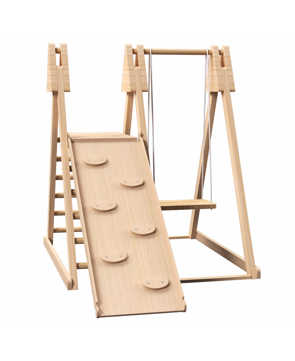 Streamdale Furniture 4-in-1 Juniper Foldable Indoor Play Gym for Kids Swing, Slide, Ladder, Climbing Wall