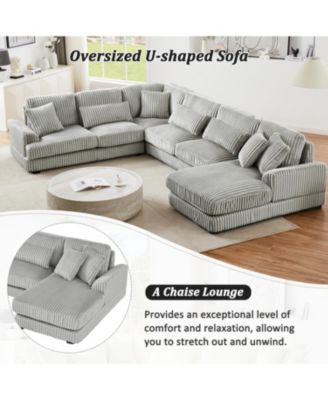 Streamdale 129" U-Shaped Sectional Sofa in Corduroy with Chaise