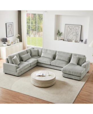 Streamdale 129" U-Shaped Sectional Sofa in Corduroy with Chaise