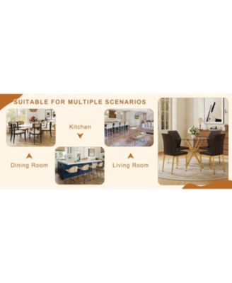 Modern Luxe 4-Piece Dining Set - Round Glass Table & Black-Gold Chairs