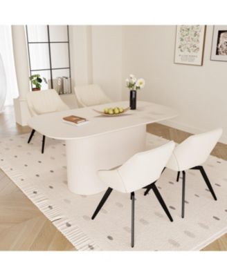 63" Cream Dining Table & 4  Metal Leg Chairs