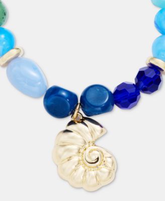 Beaded Shell Charm Stretch Bracelet