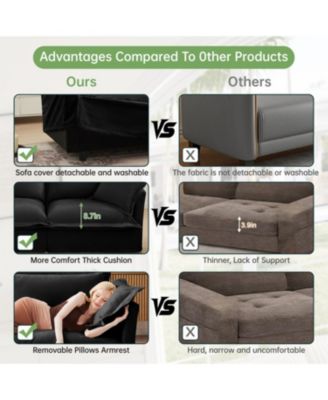 Black Chenille Slipcovered Armchair with Large Pillows