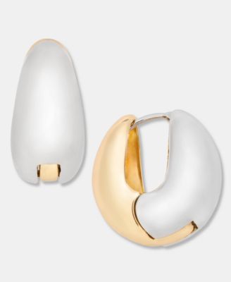 Two-Tone Small Hoop Earrings, 0.9"