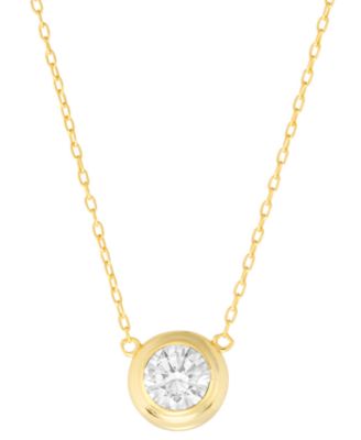 Cubic Zirconia Bezel Set Station Pendant Necklace