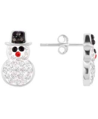 Crystal Stone Snowman Stud Earrings