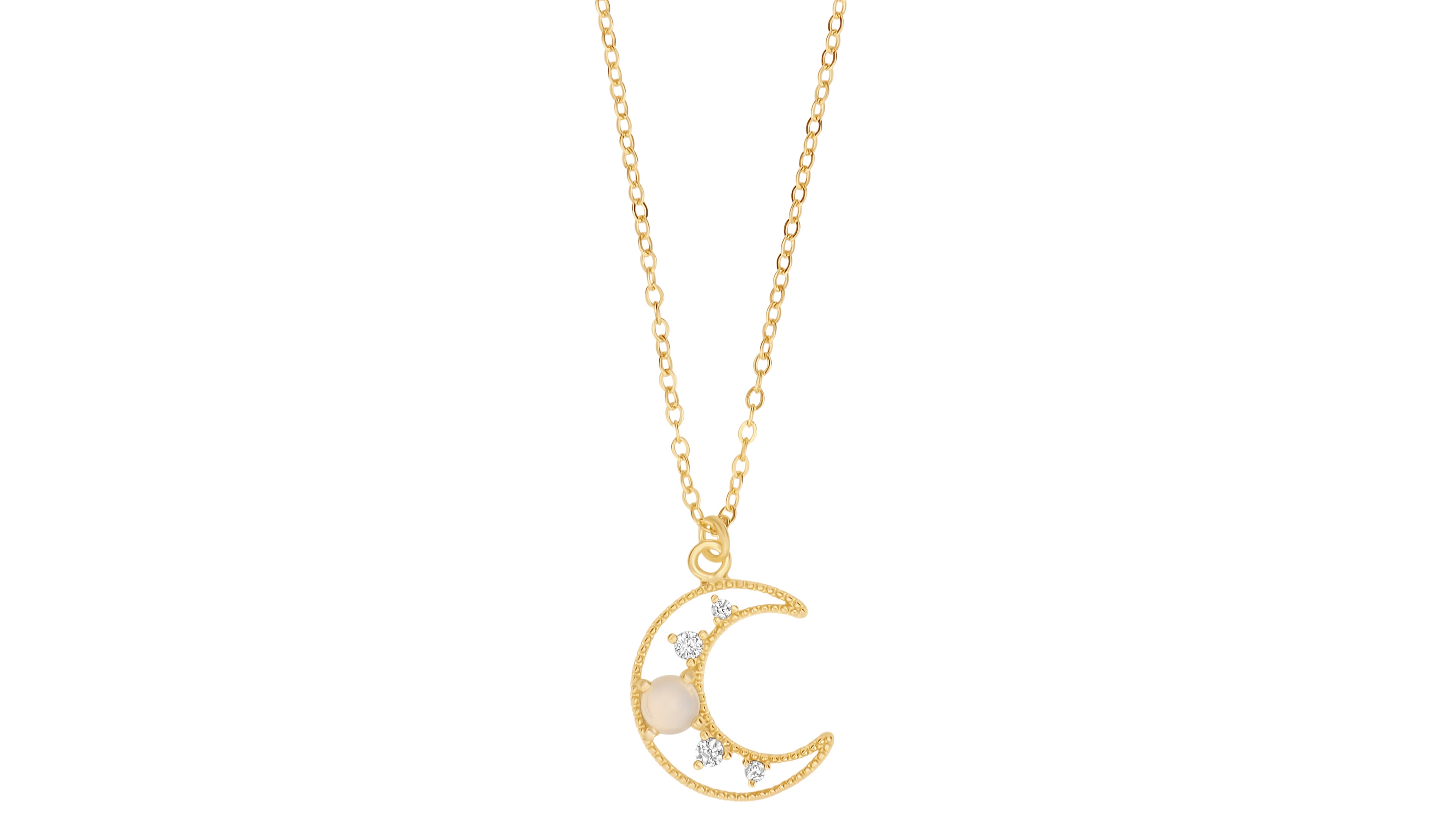 Macy's Cubic Zirconia & Simulated Opal Moon Pendant Necklace