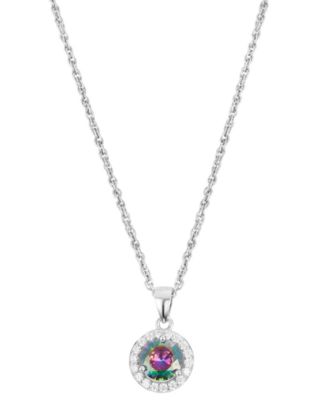 Cubic Zirconia Halo Pendant Necklace
