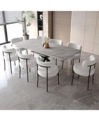 Extendable Dining Table Set with Upholstered Chairs