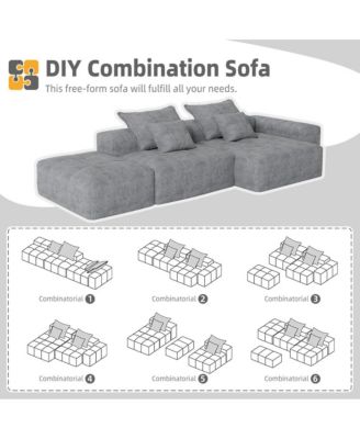 Streamdale Modern Oversized Chenille Sectional Sofa with Ottoman & Pillows