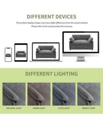 Oversized Chenille Sofa Chair - Wide Deep Seat, Modern Armchair