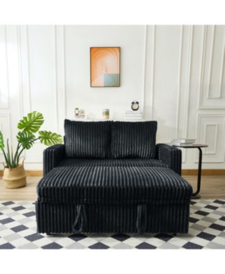 53" Corduroy Sleeper Sofa with USB Charging & Adjustable Back