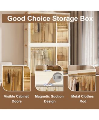 Portable Wardrobe Closet Organizer, 9 Cubes & 2 Rods, White