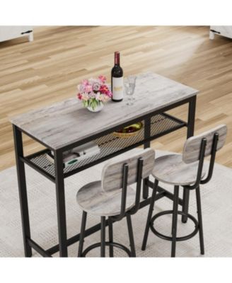 Streamdale Bar Table & 2 Stools Set, Space Saving Pub Dining