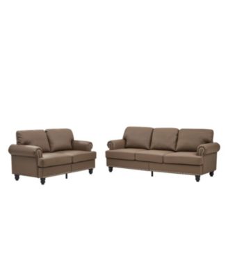Streamdale Modern Classic Brown Leather 2+3 Seater Sofa Set