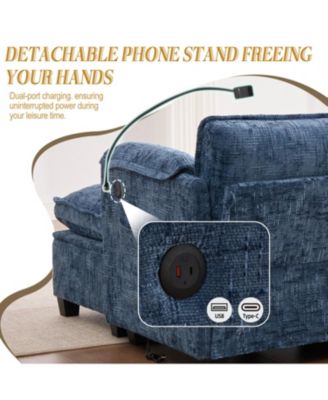  Oversized Sectional Sofa Cloud Couch w/ Ottoman, USB & Phone Holder