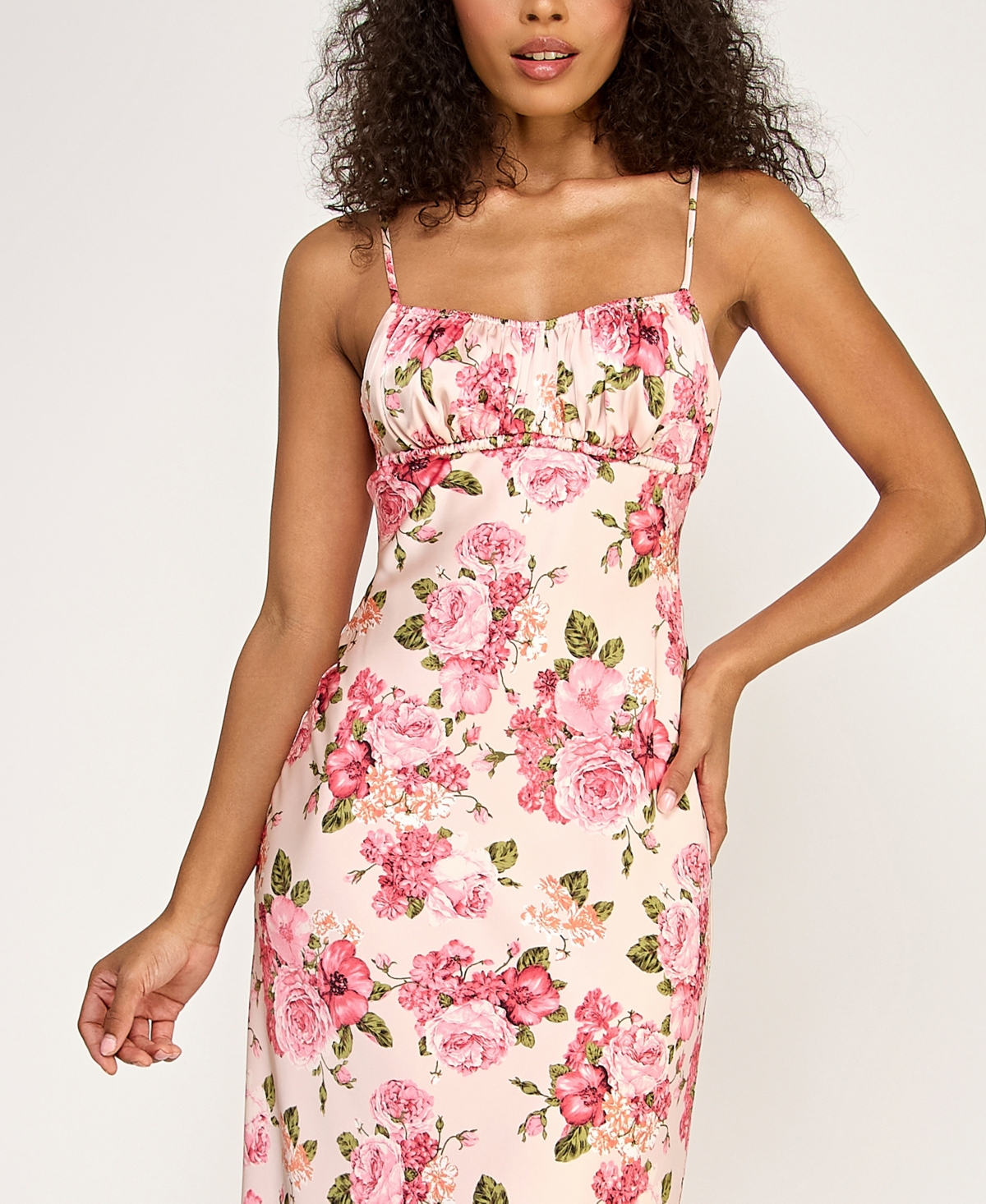 Alex & Sophia Juniors' Back Zipper Spaghetti Strap Emma Midi Dress