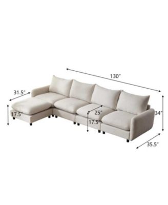 Streamdale 130" Oversize 5-Piece Modular Sectional Sofa with Ottoman