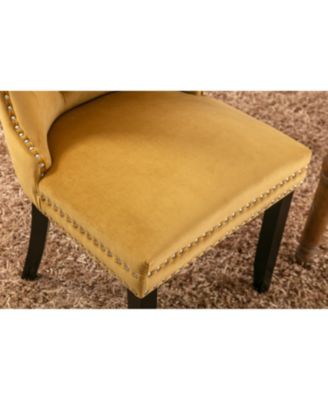  Contemporary Gold Velvet Dining Chairs, Set of 2