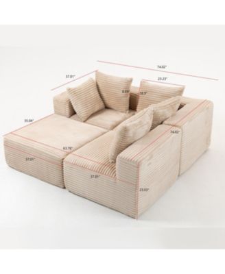  Corduroy Modular Lounge Sofa - No Assembly