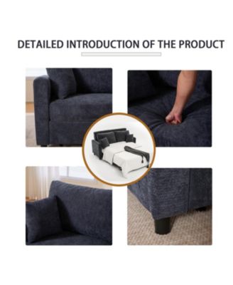 Sleeper Sofa Bed, Pull Out Couch, 2 Seater Linen Convertible Sofa