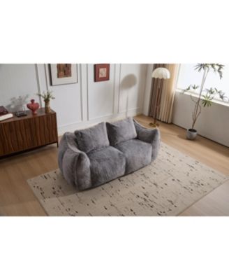Giant Bean Bag Couch, Ultra Soft Fluffy Loveseat Sofa, Grey