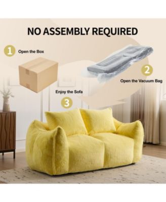 Giant Yellow Bean Bag Couch with Pillows