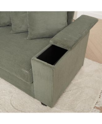 Corduroy L-Shaped Sectional Sofa with Chaise & Storage