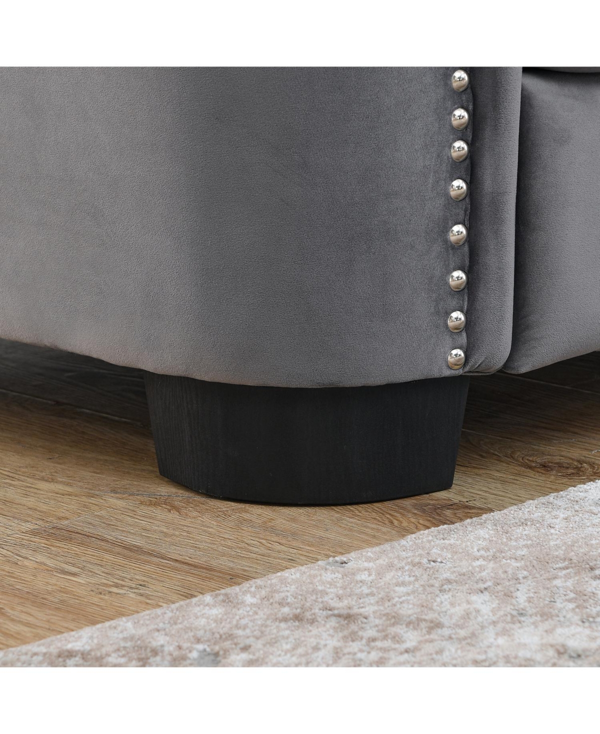 Streamdale Furniture 77" Modern Chesterfield Velvet Sofa, Tufted 3-Seater, Nailhead Arms (Grey