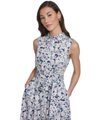 Women's Sleeveless Button Front Shirt Dress