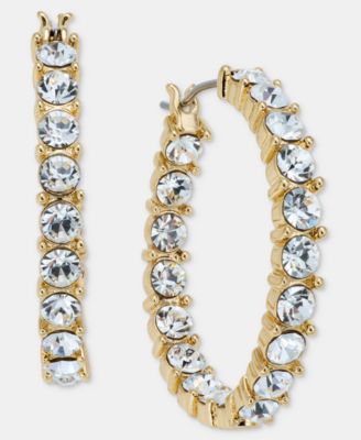 Medium Pav&eacute; Hoop Earrings, 1.2"