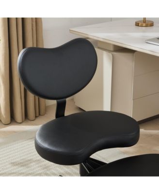 Meditation Chair Plus - Cross Legged, Wheeled, Lumbar Support, Black PU